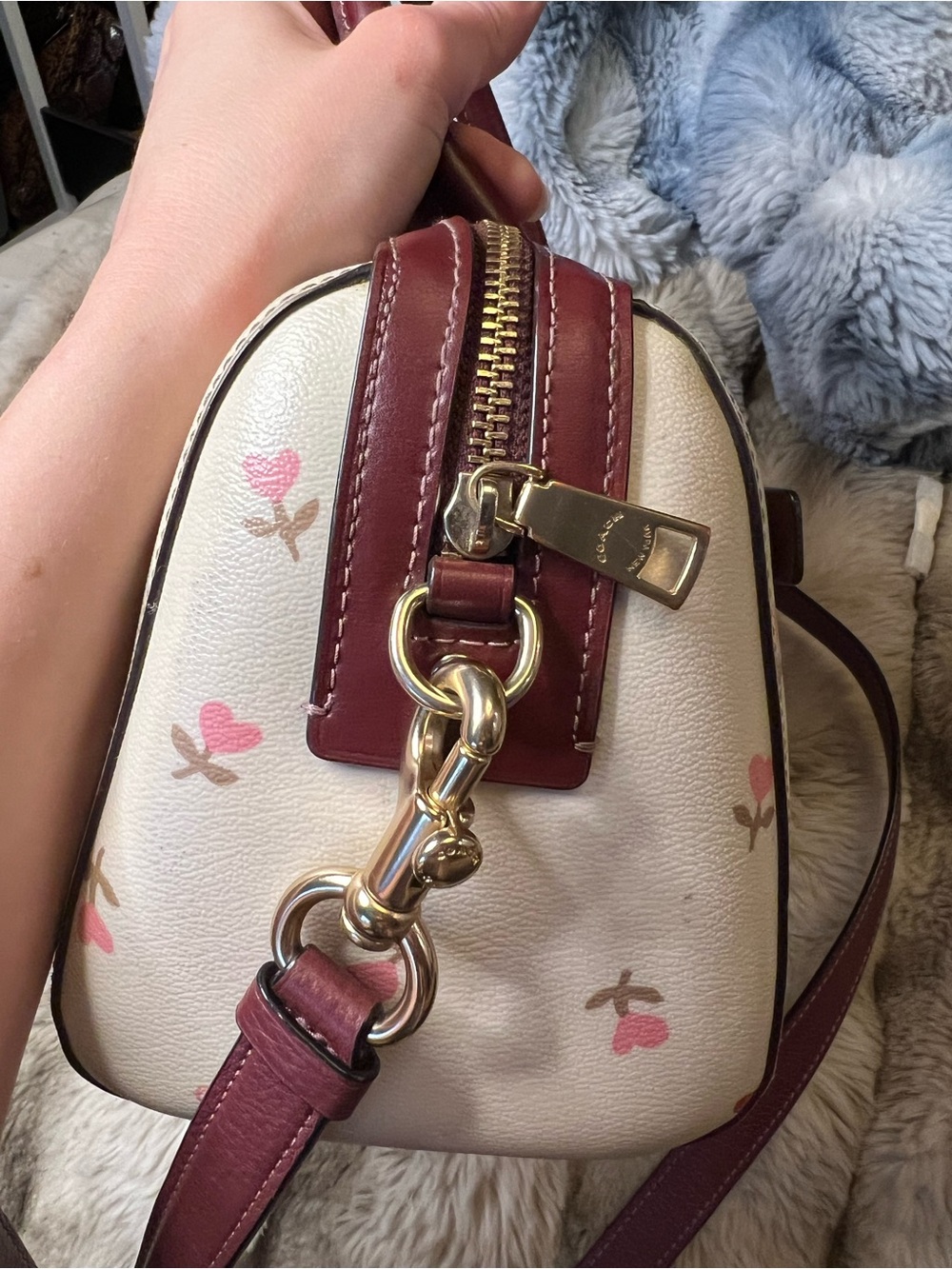 NWOT Coach Med Rowan Satchel Bag w/ Heart Floral Print (Retail $478) - Picture 4 of 6